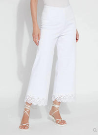 Lysse - Eyelet Embroidered Wide Leg Crop Pants