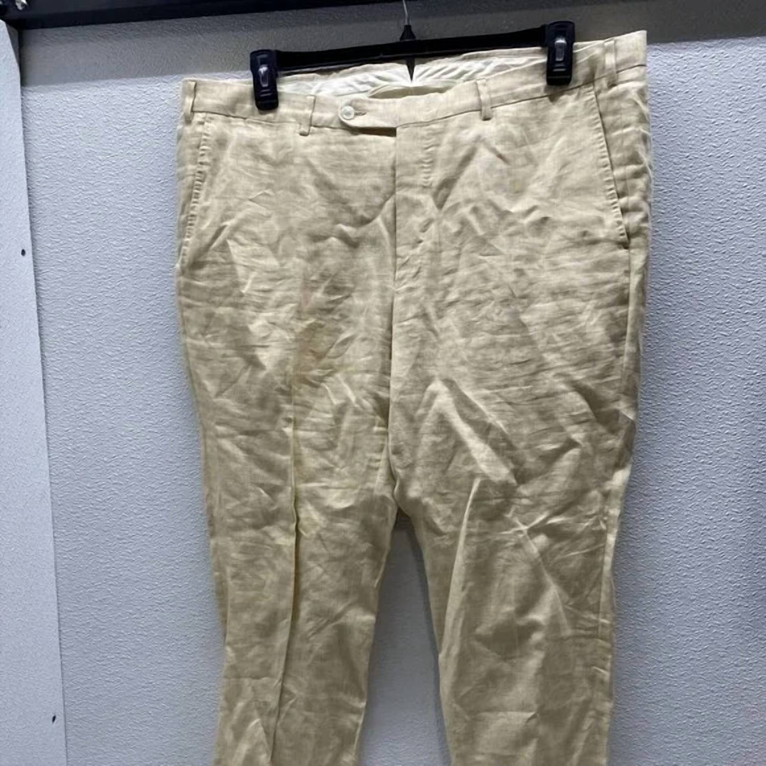 Ermenegildo Zegna Men’s Flat Front Linen Tailored Pants in ivory - men's pants