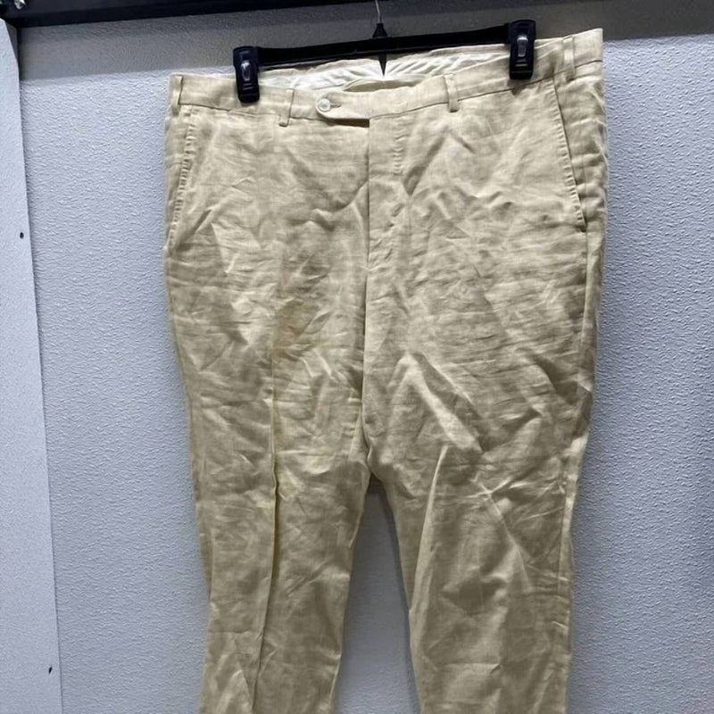 Ermenegildo Zegna Men’s Flat Front Linen Tailored Pants in ivory - men's pants