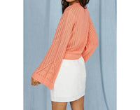 SAGE THE LABEL Across The Room Sweatshirt in coral - women's top - detail view