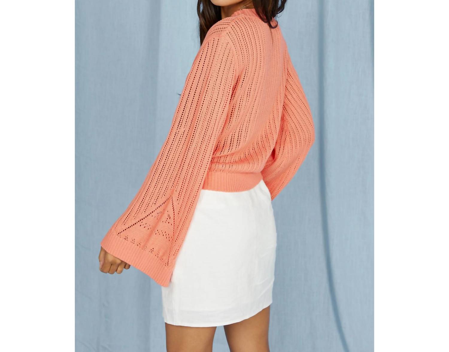 SAGE THE LABEL Across The Room Sweatshirt in coral - women's top - detail view