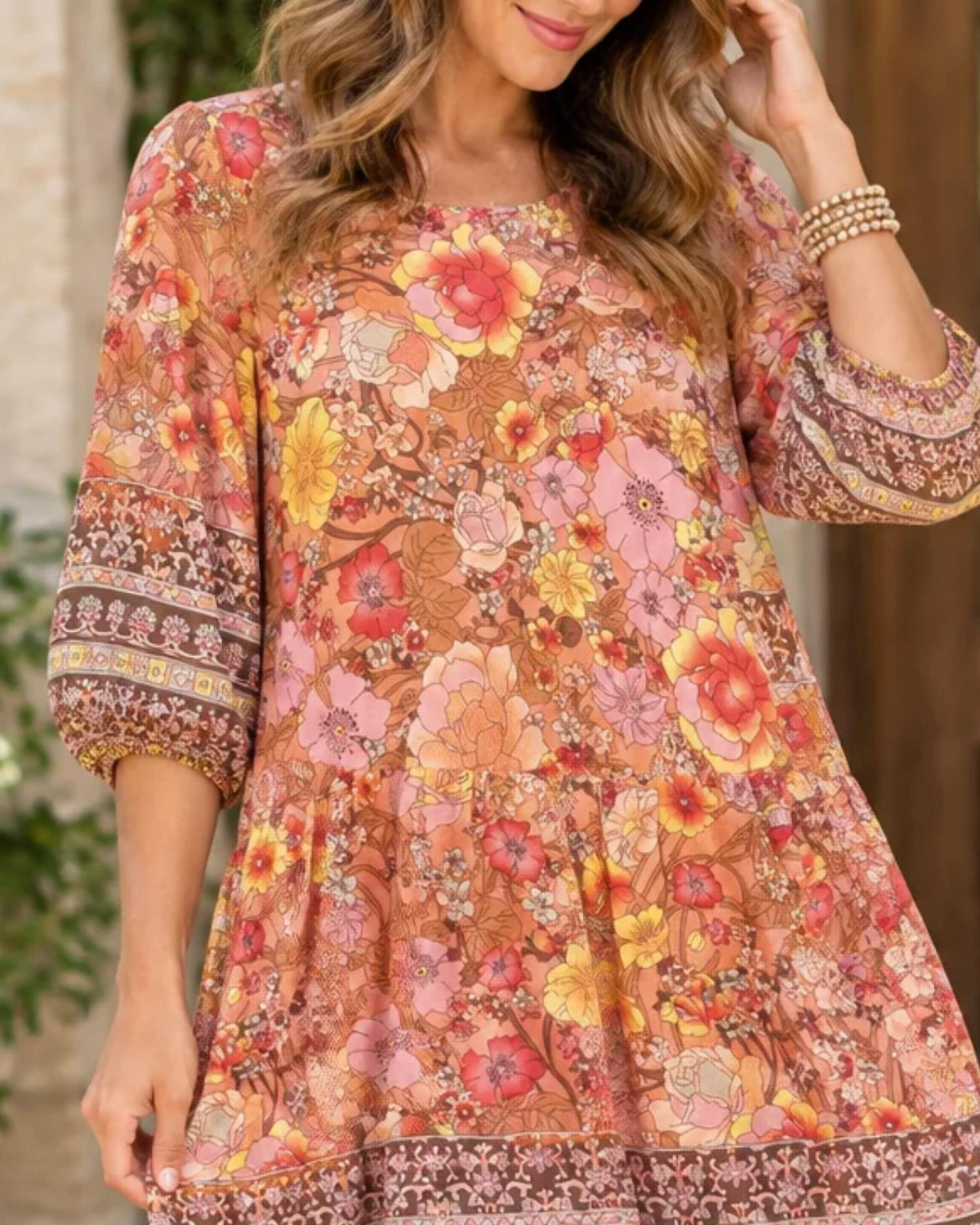 Umgee - Golden Hour Floral Boho Dress