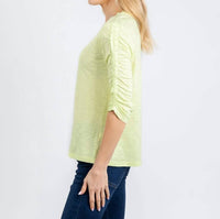 Elliott Lauren - Crissy Crew Neck Ruched Sleeve Tee