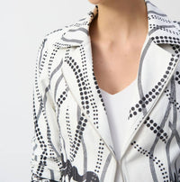 Joseph Ribkoff Faux Suede Floral Print Jacket in black white - women's jacket - alternate view
