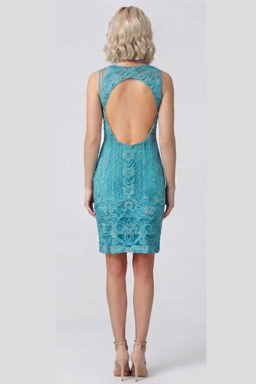 Sue Wong - Embroidered Lace Cocktail Dress