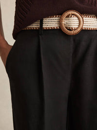 Reiss - Beau Linen Belted Tapered Trousers