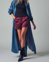 Urban Daizy - Relaxed Western Denim Midi Shirt Dress