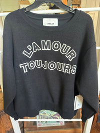CHRLDR L'amour Toujours Crewneck Top in black - women's sweater - detail view