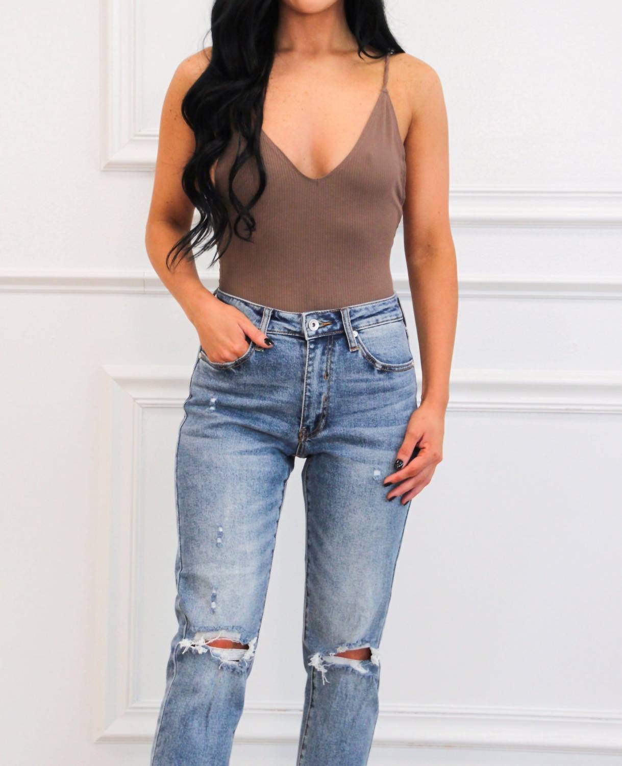 Special A - Addie Distressed Mid Rise Straight Leg Jeans