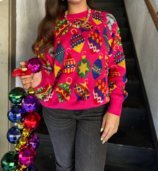 Queen Of Sparkles - Jeweled Ornament Sweater