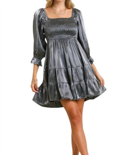 Umgee - Satin Smocked BabyDoll Dress