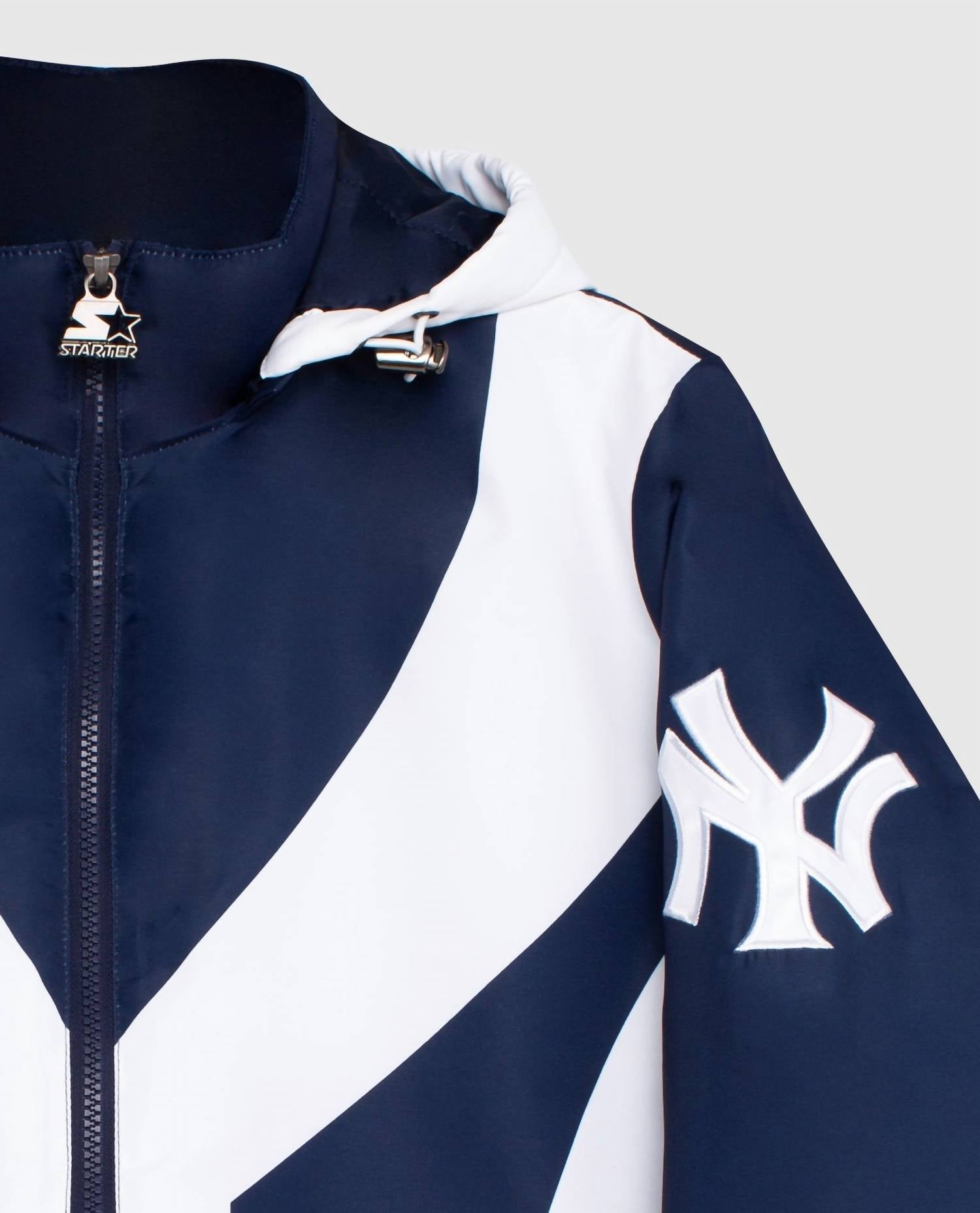 Starter - Men's New York Yankees Hooded Nylon Full-zip Starter Jacket