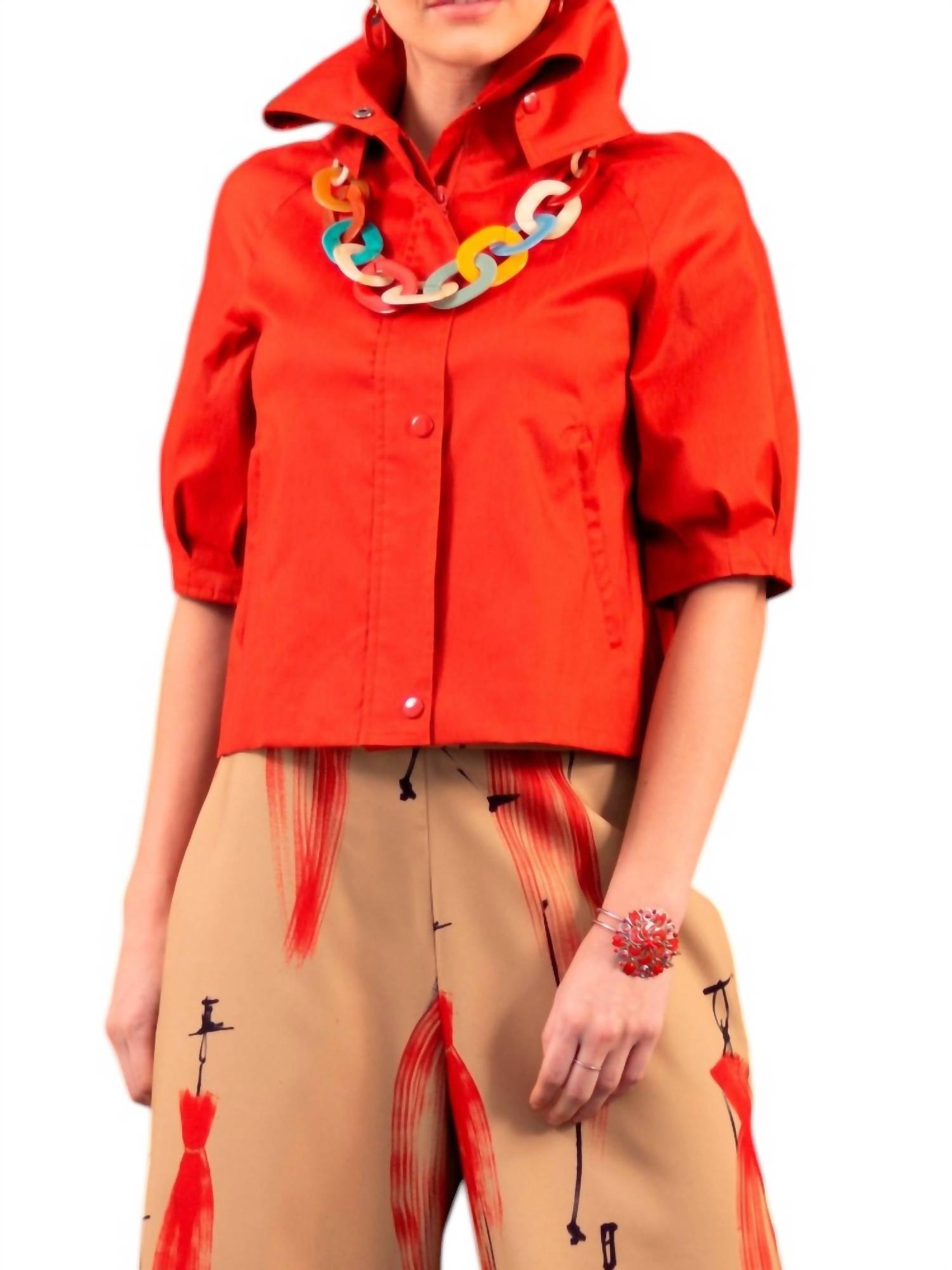 Samuel Dong - Rust Dupioni Crop Jacket