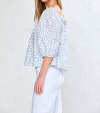 SARA CAMPBELL Felicity Square Neck Blouse in liberty blue soiree - women's blouse - alternate view