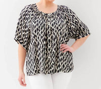 Karen Kane - Satin Short Sleeve Peasant Top - Plus