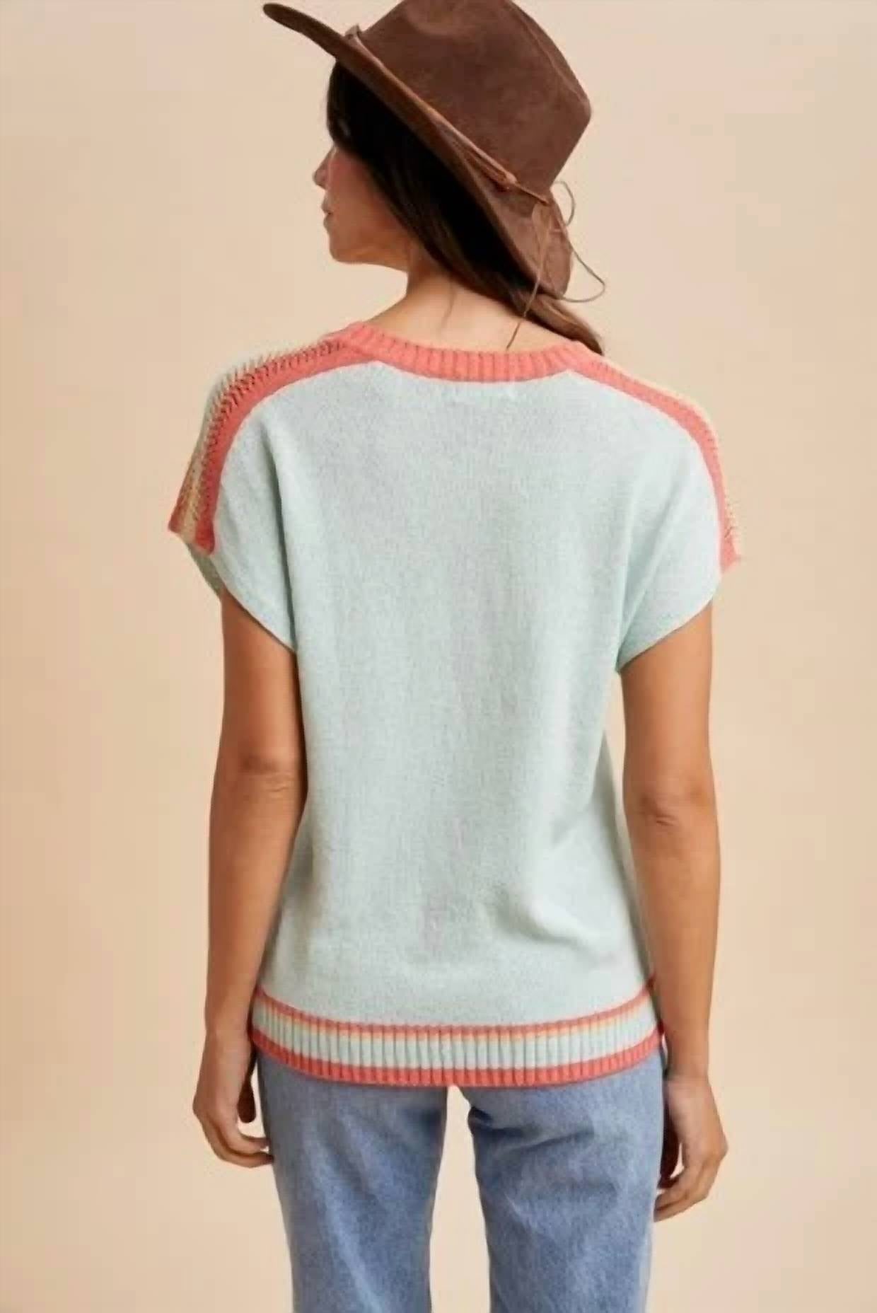 Anniewear - Stripe Colorblock Dolman Sleeve Sweater