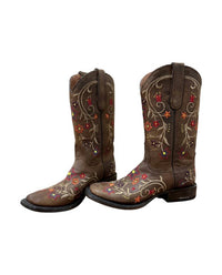 Stetson Women's Floral Square Toe in brown - women's shoe