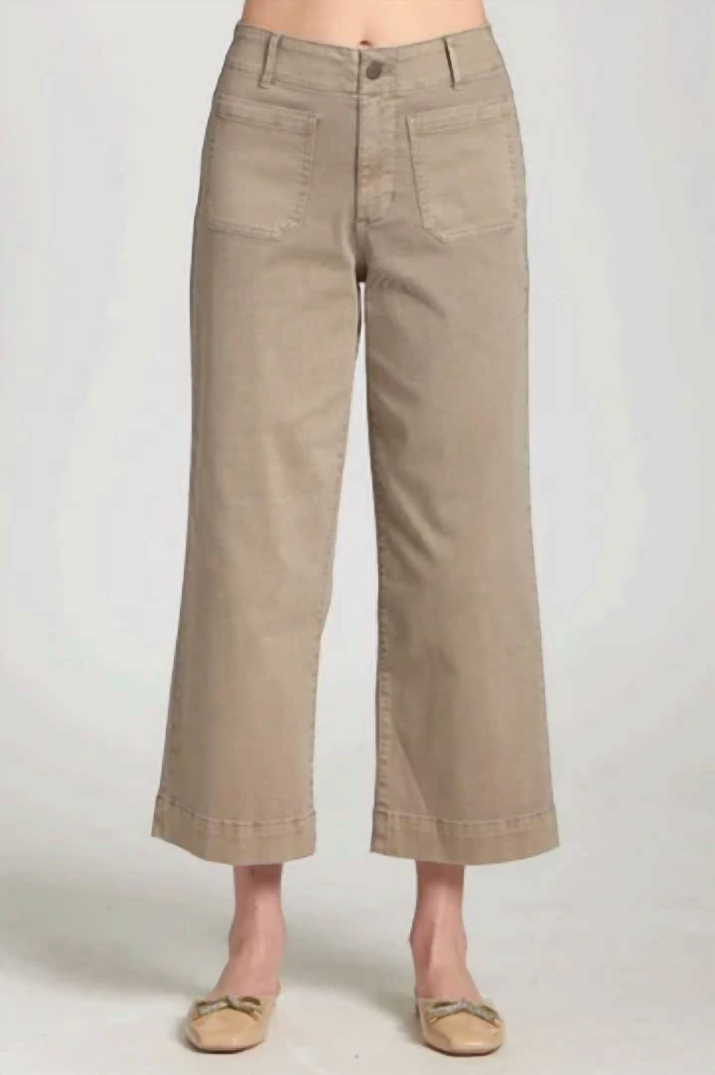 Apny - Women's Cropped Wide Leg Pant Pocket