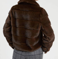 Vilagallo - Faux Fur Textured Stripe Jacket