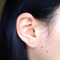 Kikichic - Women's Curve Cubic Zirconia Diamond Screw Back Earrings