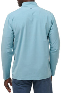 TravisMathew Swell Season Quarter Zip Golf Pullover Sweater in blue - men's sweater - detail view
