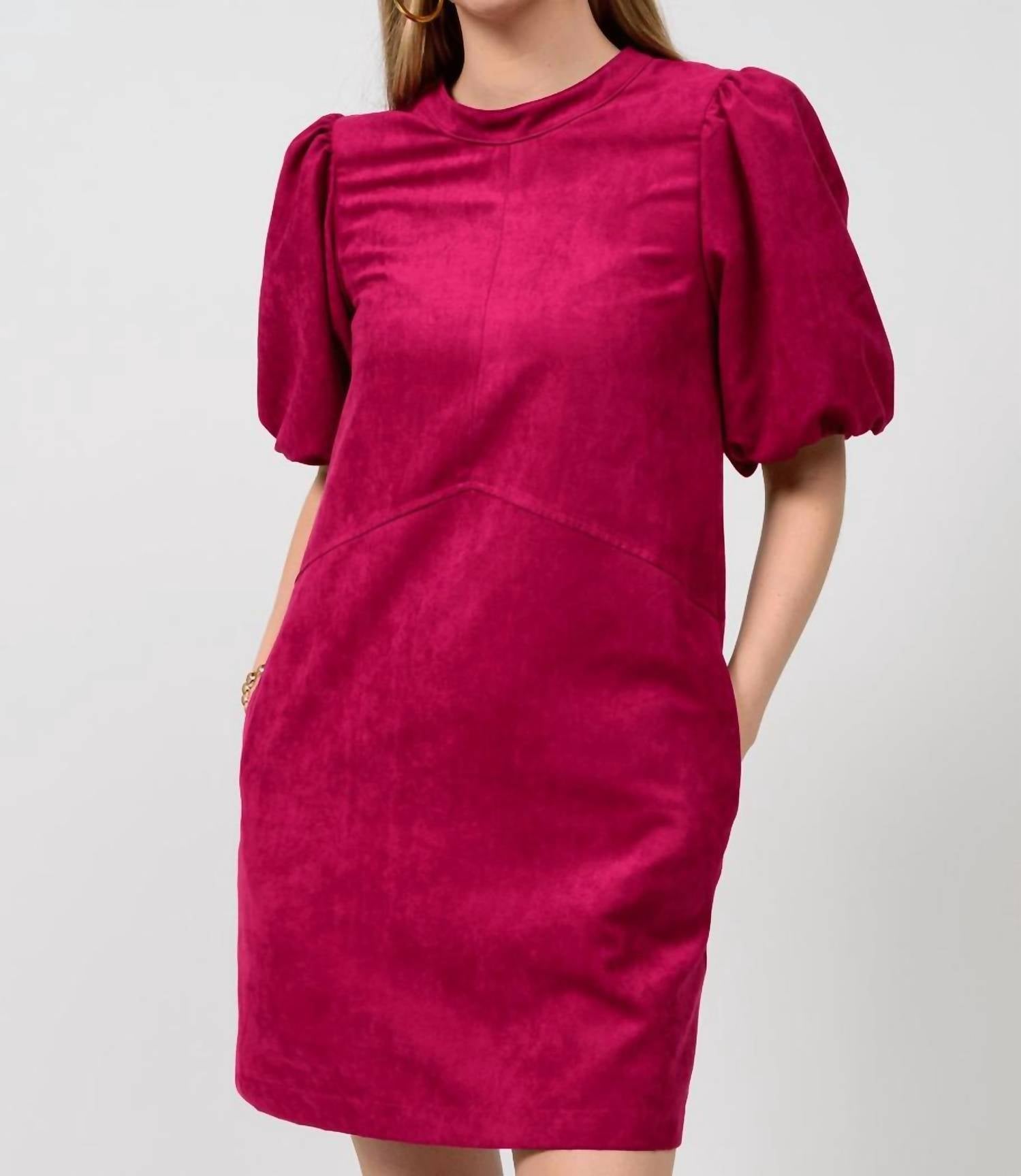 Uncle Frank - Puff Sleeve Suede Mini Dress