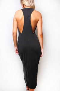 Eg Fashion - Sleeveless Jewel Neck T Back Midi Dress