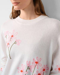 White + Warren - Floral Embroidered Crewneck Tee