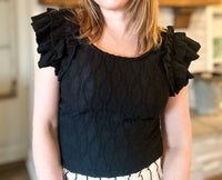 Easel - Black Ruffle Sleeve Tank