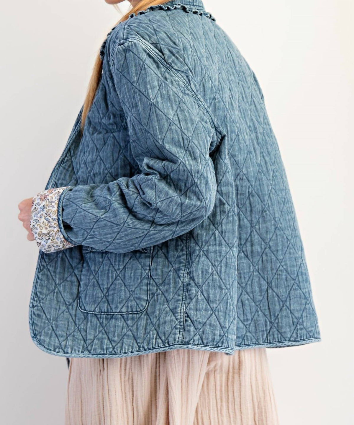 Easel - Bow Front Quilted Jacket