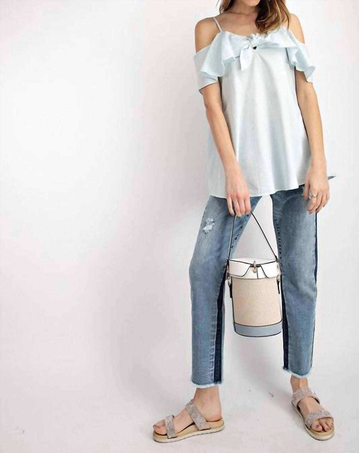 Easel - Bow Off-the-shoulder Top