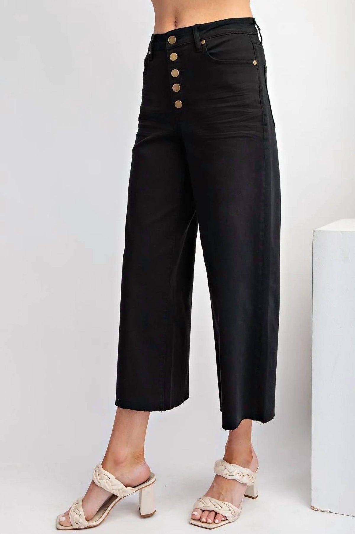 Easel - Button-front High-rise Twill Pants