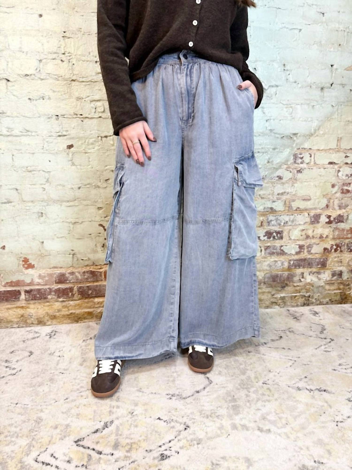Easel - Chambray Cargo Pants