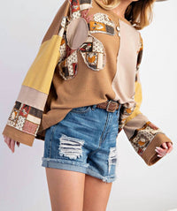 Easel - Color Block Thermal Mineral Washed Pullover