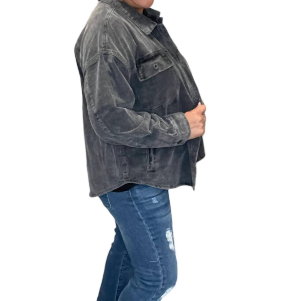 Easel - Corduroy Button Down Shirt Shacket