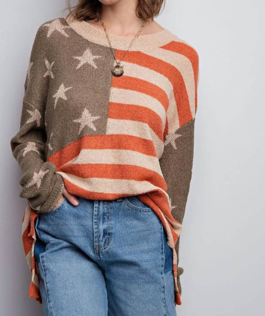 Easel - Easel American Flag Sweater - clothing - cotton - blend - crew