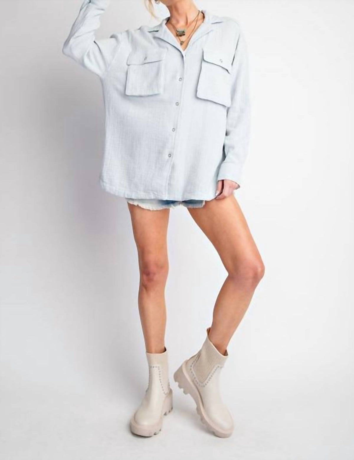 Easel - Easel Cotton Snap Cargo Shirt (plus Size)