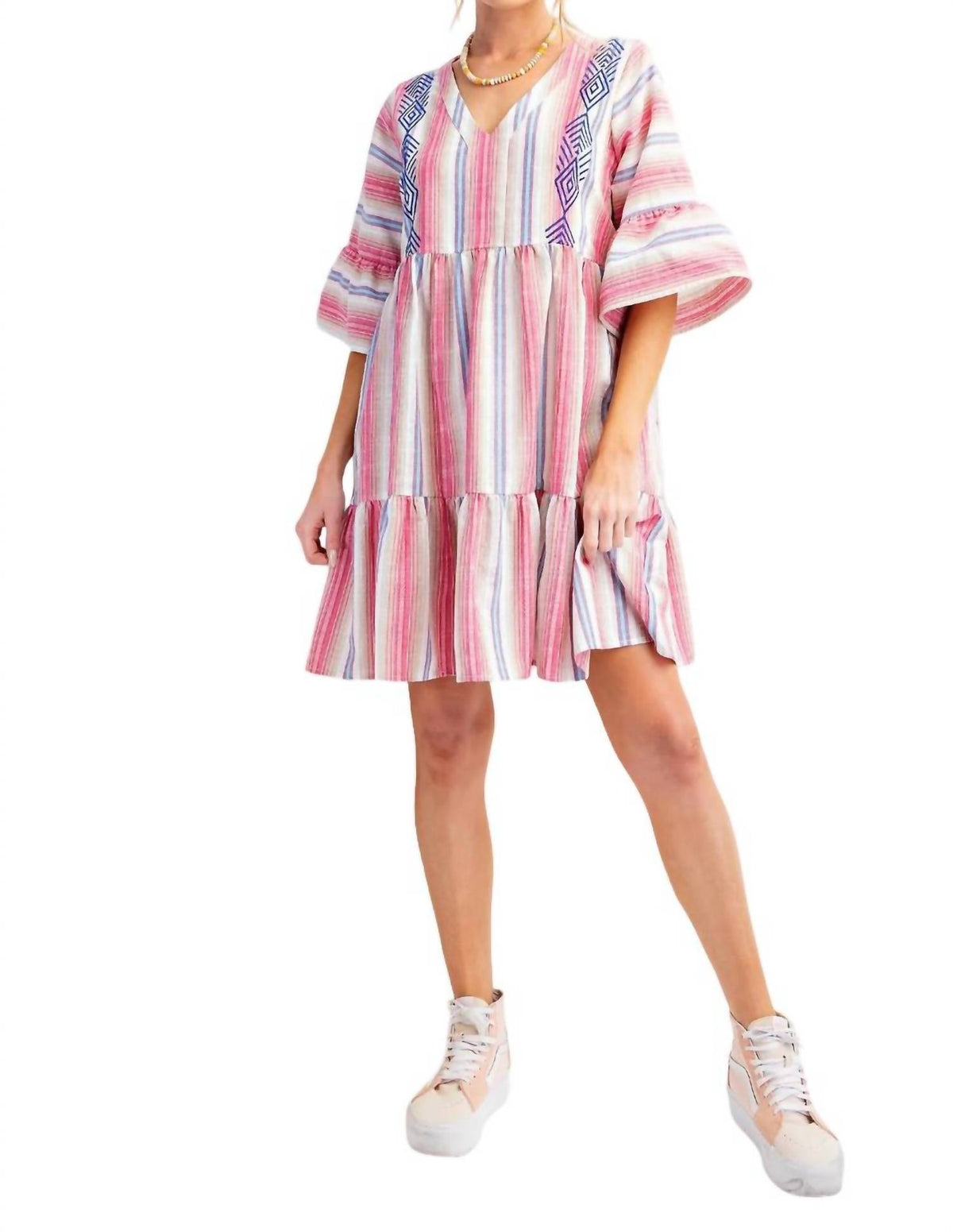 Easel - Embroidered Boho Dress