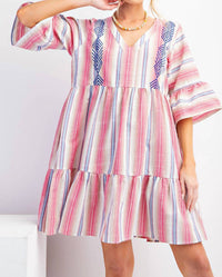 Easel - Embroidered Boho Dress