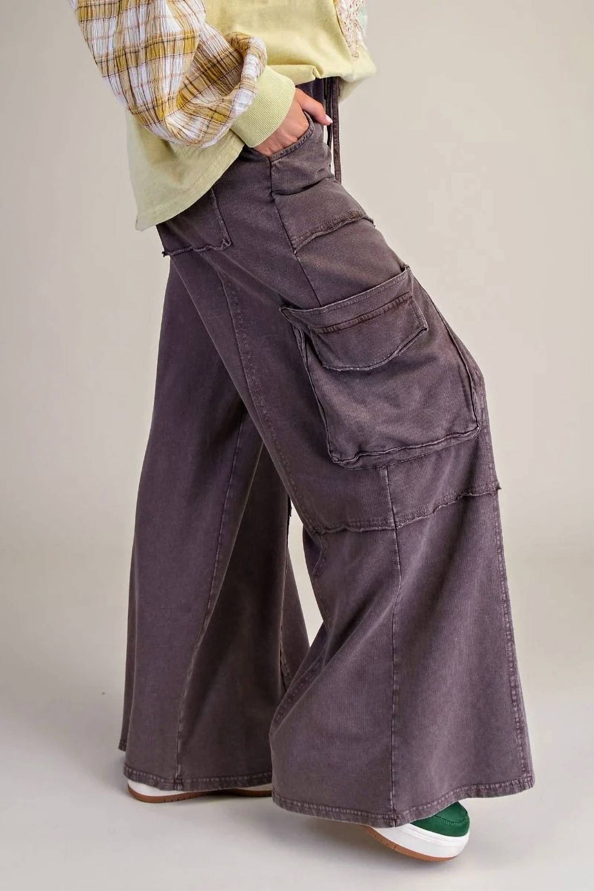 Easel - Fawn Wide Leg Drawstring Pant