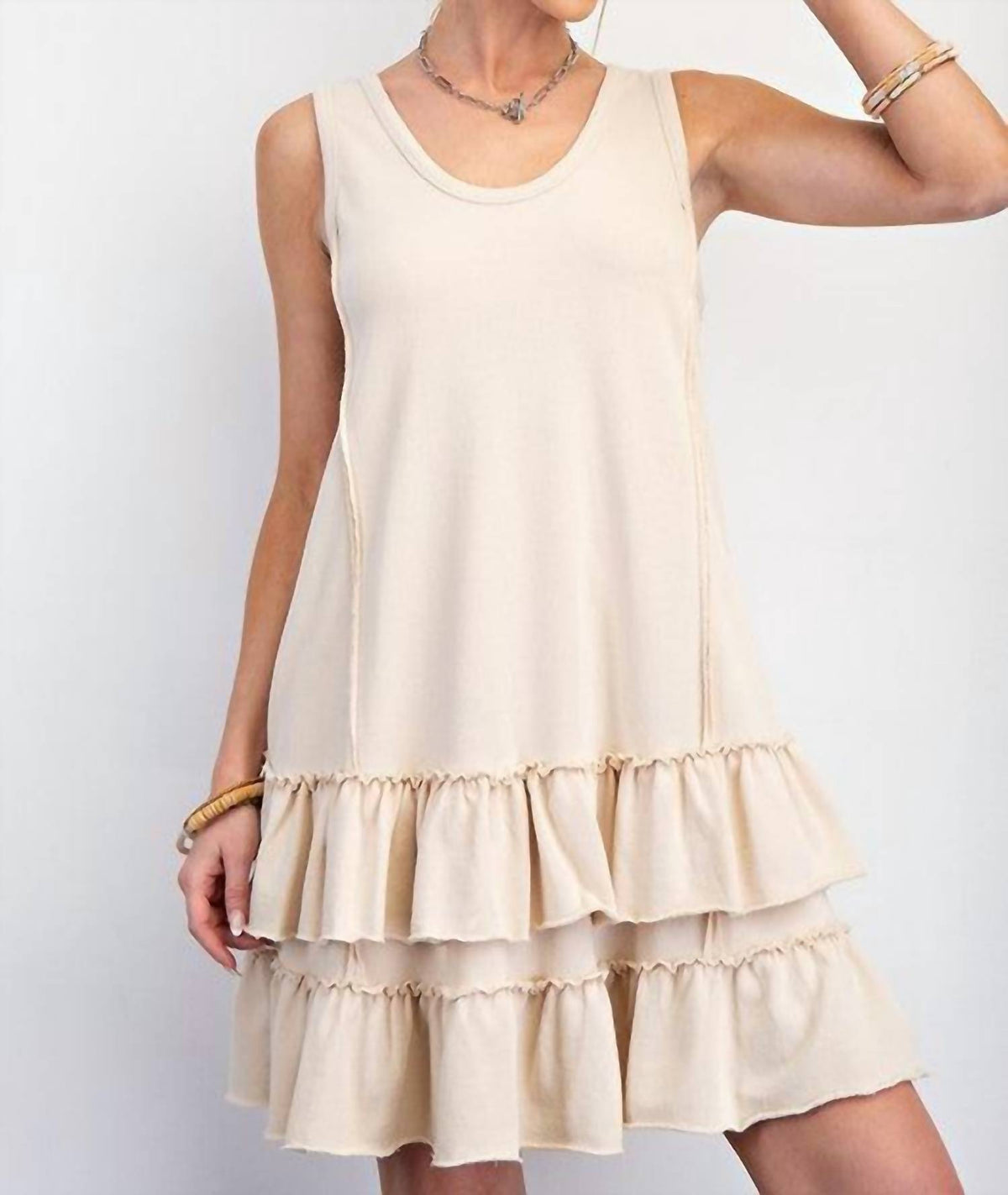 Easel - In The Moment Ruffle Bottom Mini Dress