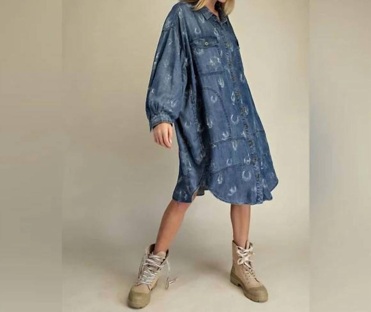 Easel - Long Sleeve Western Button Down Dress
