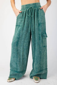 Easel - Malina Mineral Washed Drawstring Pants