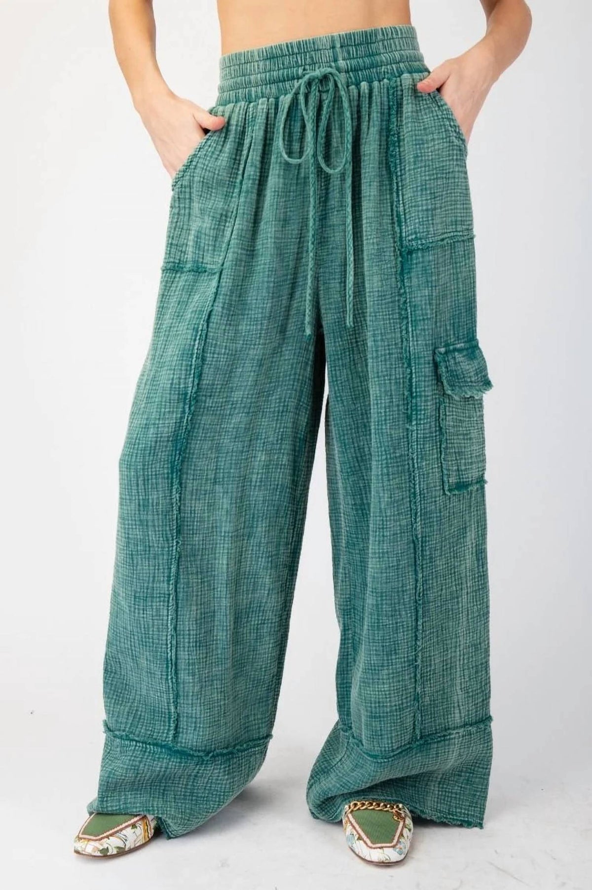 Easel - Malina Mineral Washed Drawstring Pants