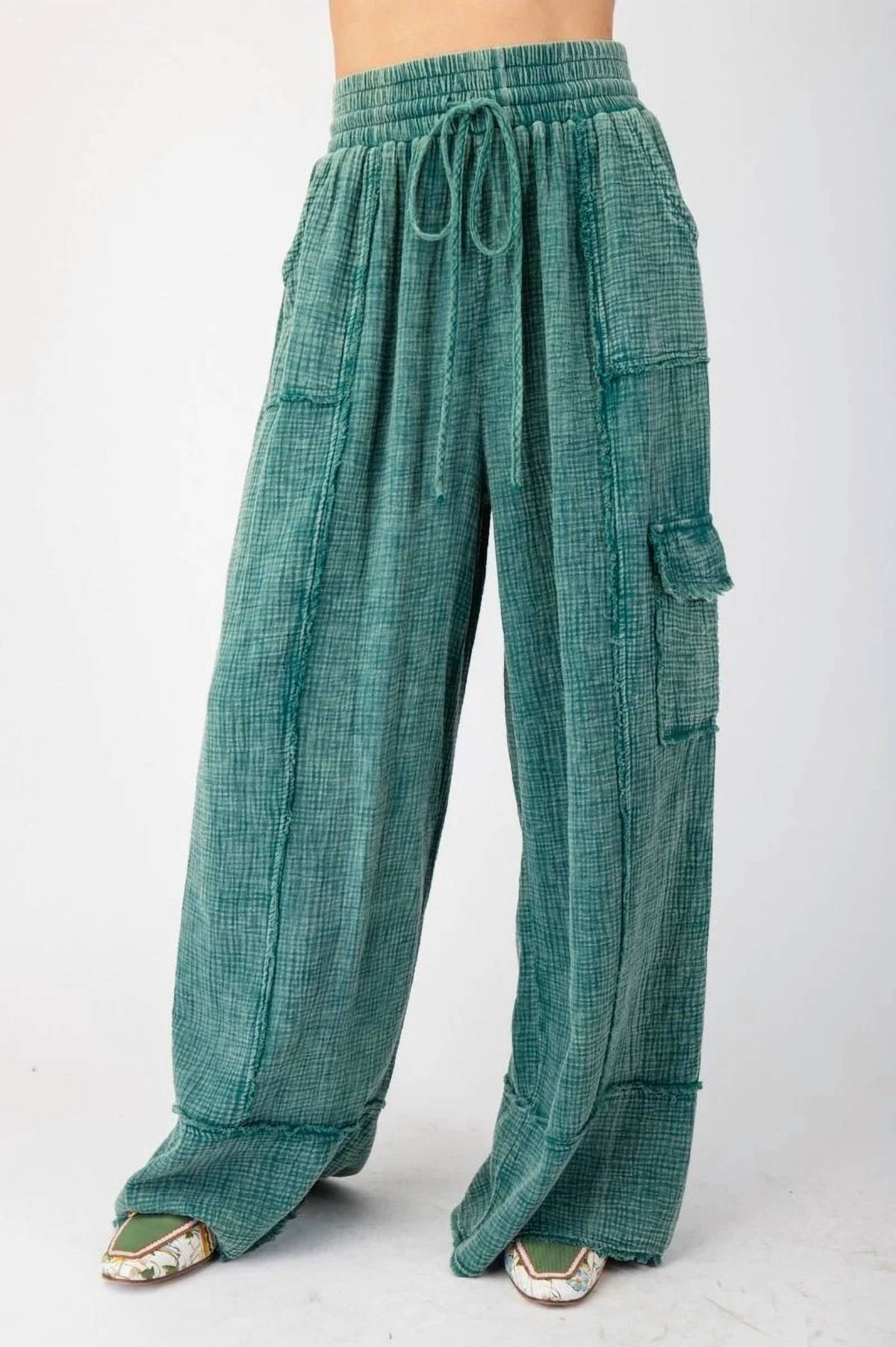 Easel - Malina Mineral Washed Drawstring Pants