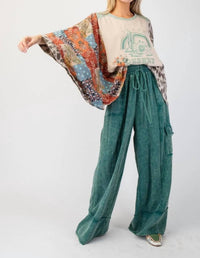 Easel - Malina Mineral Washed Drawstring Pants
