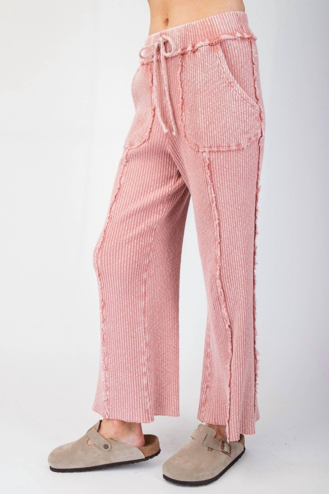 Easel - Mineral Washed Ribbed Pants - clothing - cotton - pants