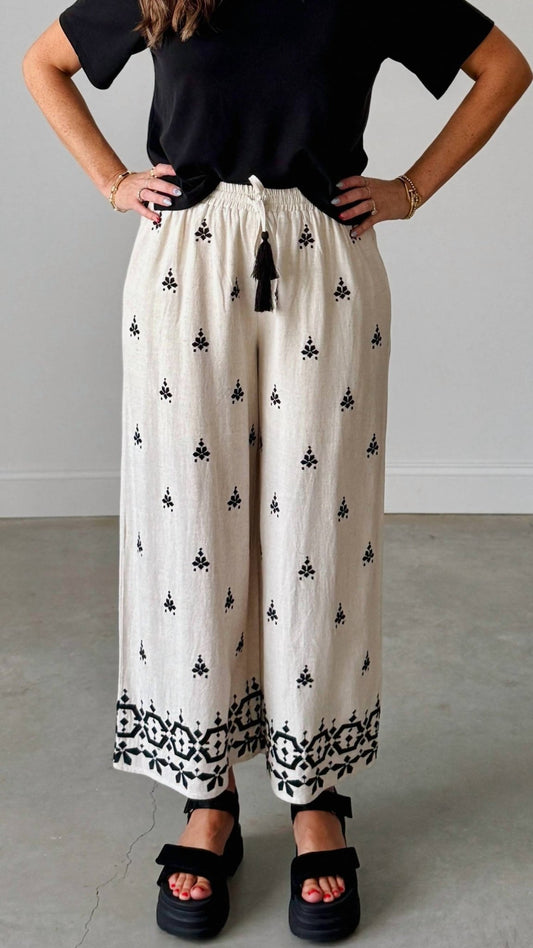 Easel - Never Say Never Linen Pants - beige - clothing - pants