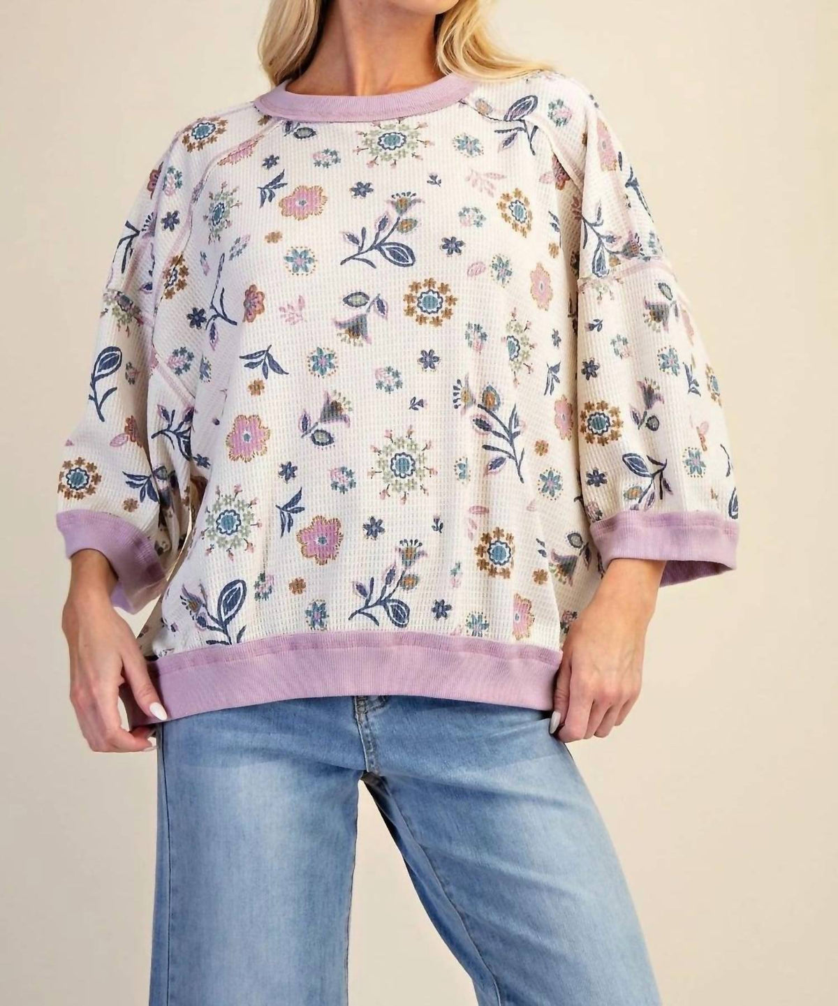 Easel - Oversized Waffle Knit Top