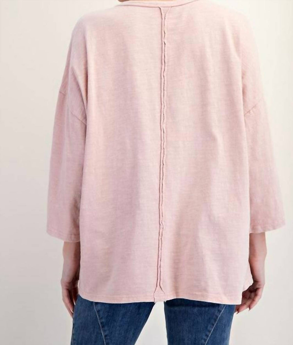 Easel - Patchwork Mineral Washed Cotton Slub Knit Top